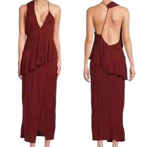 REISS | NWTs Xena Strappy Open Back Burgundy Wine Cocktail Dress Size 6